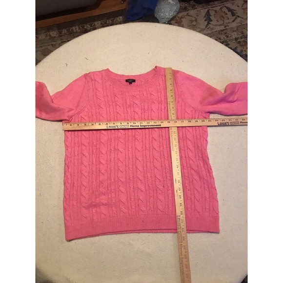 Talbots Sweater Womens XP Green Cable Knit Pullover Long Sleeve Cotton Blend G5 - Picture 8 of 9